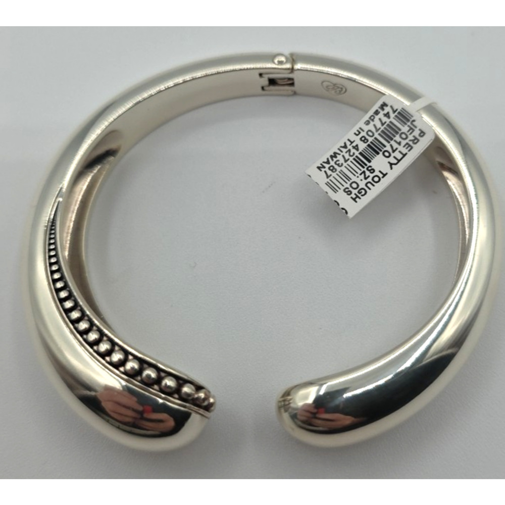 Brighton Silver Plated Pretty Tough Droplet Hinged Bangle Bracelet Jewelry New - Picture 3 of 5